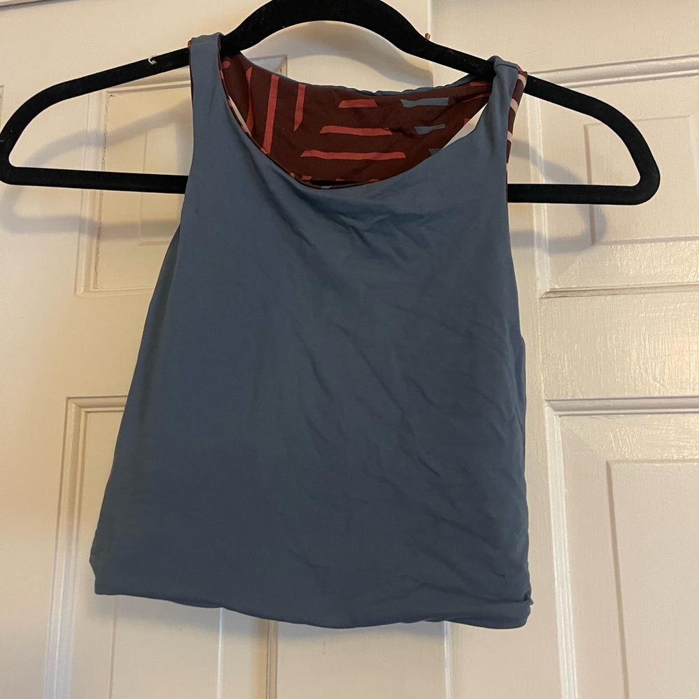 REI Women's Slate Blue Tank Top with Red Patterned Lining